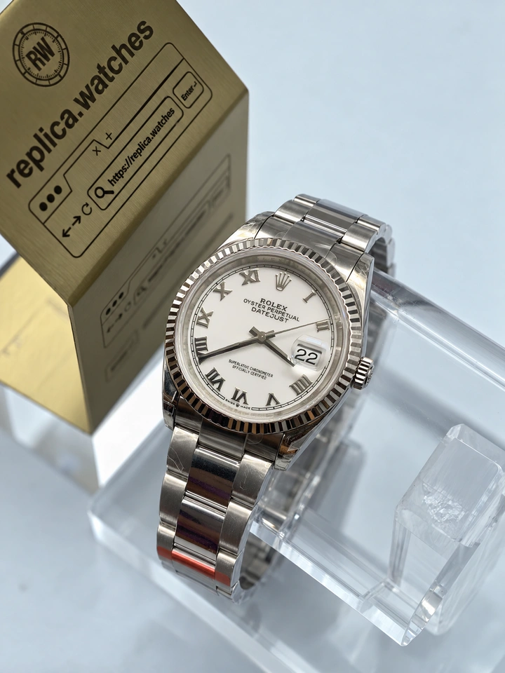 Rolex Datejust M126234-0062 36mm White Lacquer Roman Dial 904L Steel Super Clone Automatic Watch