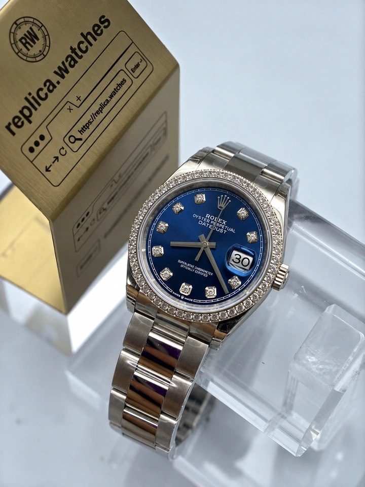Rolex Datejust M126284RBR-0030 36mm Blue Dial Diamond Bezel Super Clone Watch with Cal.3235 Movement