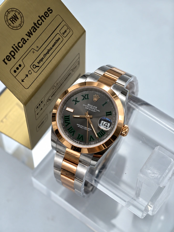 Rolex Datejust M126301-0015 Super Clone Watch 41mm Wimbledon Grey Dial Green Roman Numerals 904L Steel