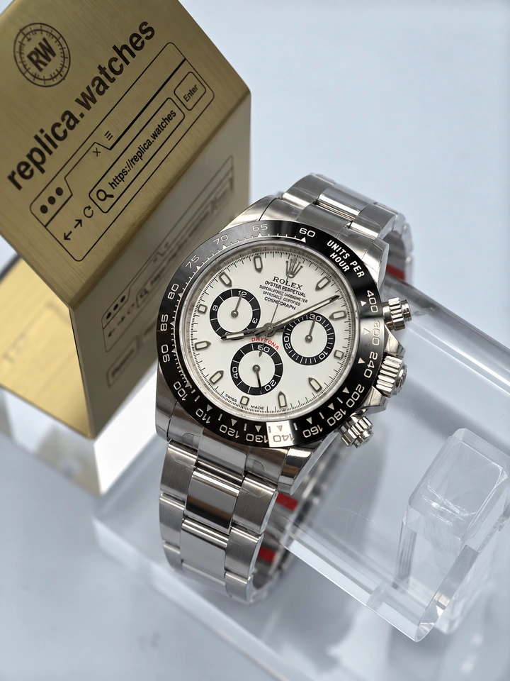 Rolex Daytona M116500LN-0001 Panda Dial Clone Watch, 40mm Steel Case, Black Ceramic Bezel Clone Cal.4130 Movement