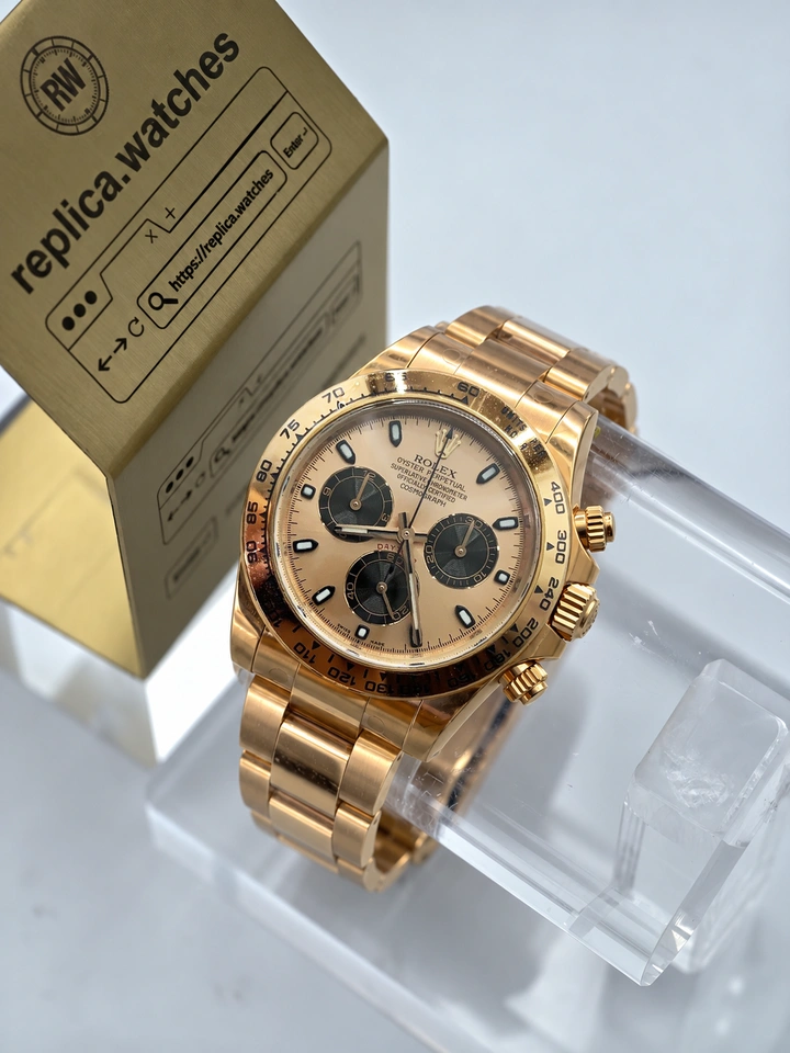 Rolex Daytona M116505-0009 40mm Rose Gold Pink Champagne Sunray Dial Black Sub-Dials Super Clone Watch