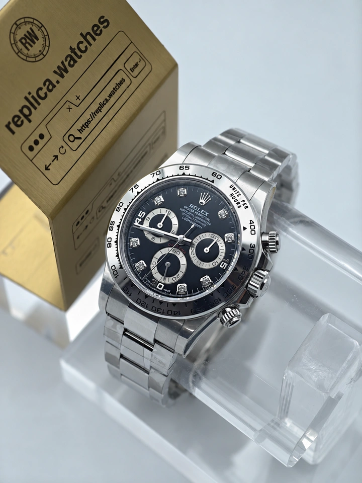 Rolex Daytona M116509-0055 Super Clone 40mm Black Diamond Dial 904L Stainless Steel Clone Cal. 4130