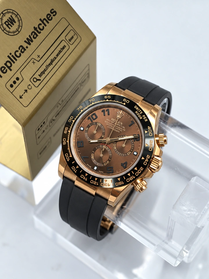 Rolex Daytona Everose M116515LN-0015 Super Clone Watch 40mm Chocolate Dial Black Ceramic Bezel Rubber Strap