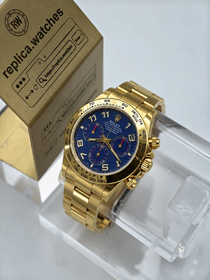 Rolex Daytona M116528-0037 40mm Blue Racing Dial 18K Gold Plated 904L Steel Super Clone Watch