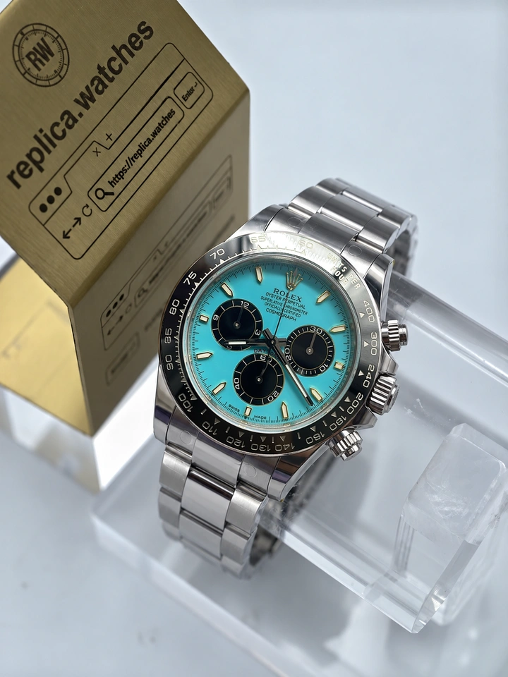 Rolex Daytona M126500 Tiffany Blue Dial Super Clone Watch 40mm 904L Steel Black Chronograph Clone 4131