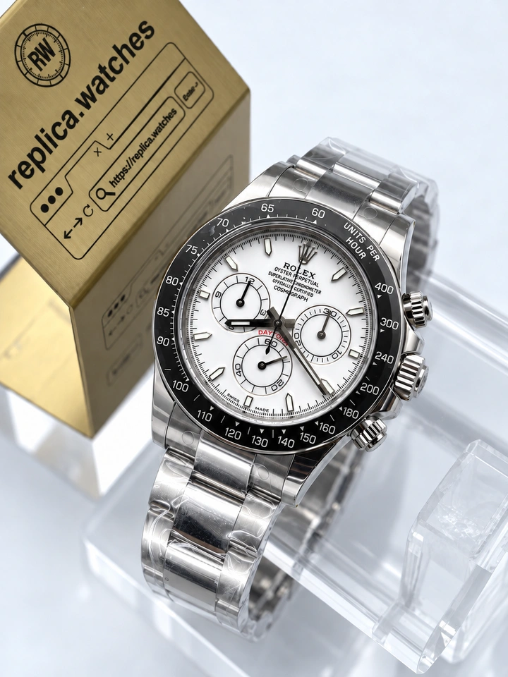 Rolex Daytona M126502-0001 Super Clone Watch 40mm White Panda Dial Black Ceramic Bezel 904L Steel Bracelet
