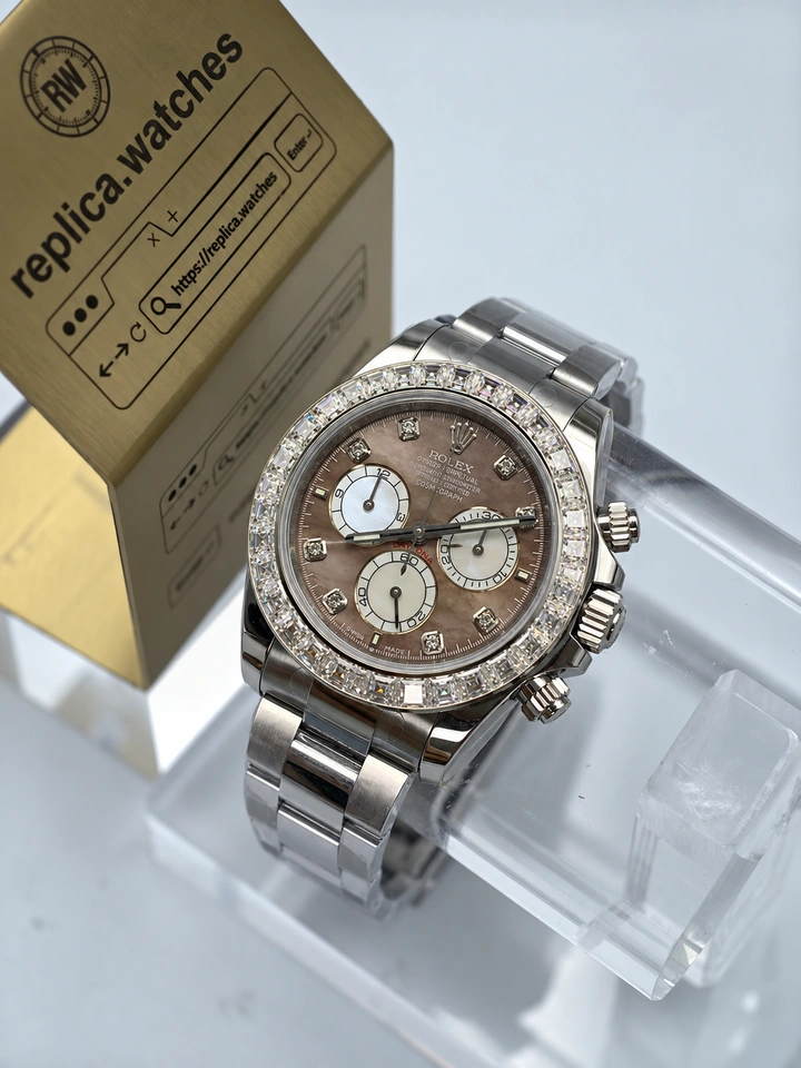 Rolex Daytona M126579RBR-0001 40mm Black Mother of Pearl Dial Moissanite Bezel 904L Steel Super Clone Watch