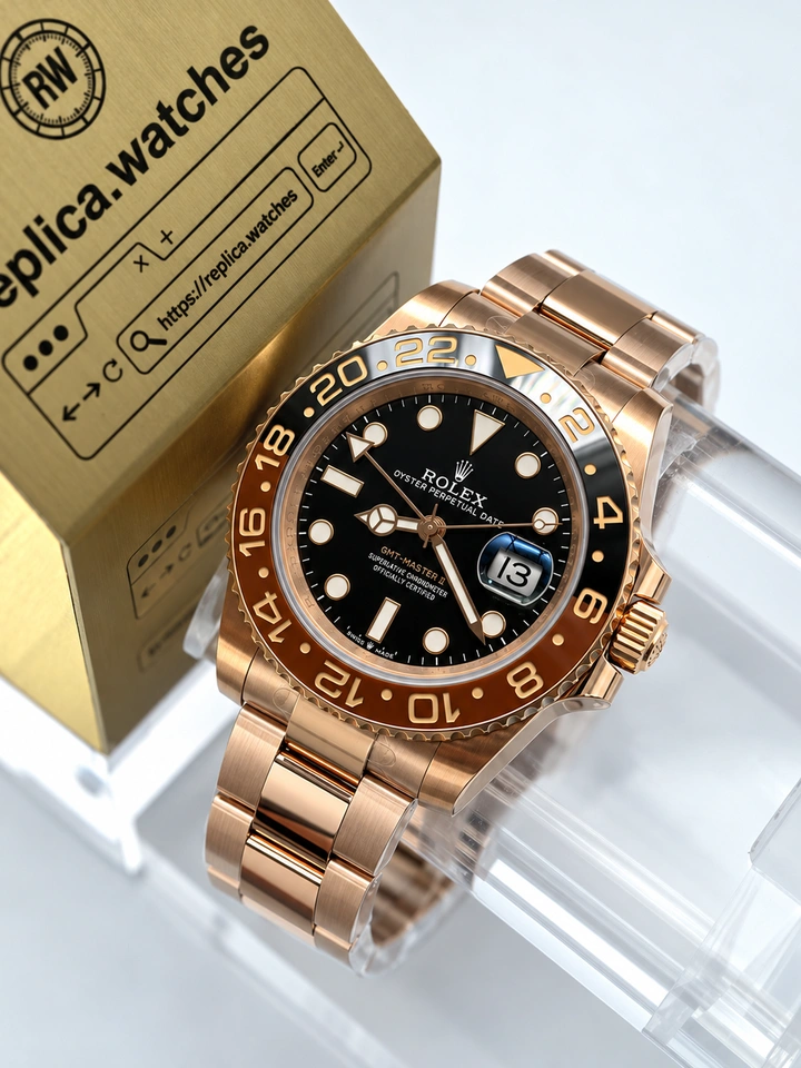 Rolex GMT-Master II M126715CHNR-0001 Root Beer 40mm Black Dial Rose Gold 904L Steel Super Clone Watch