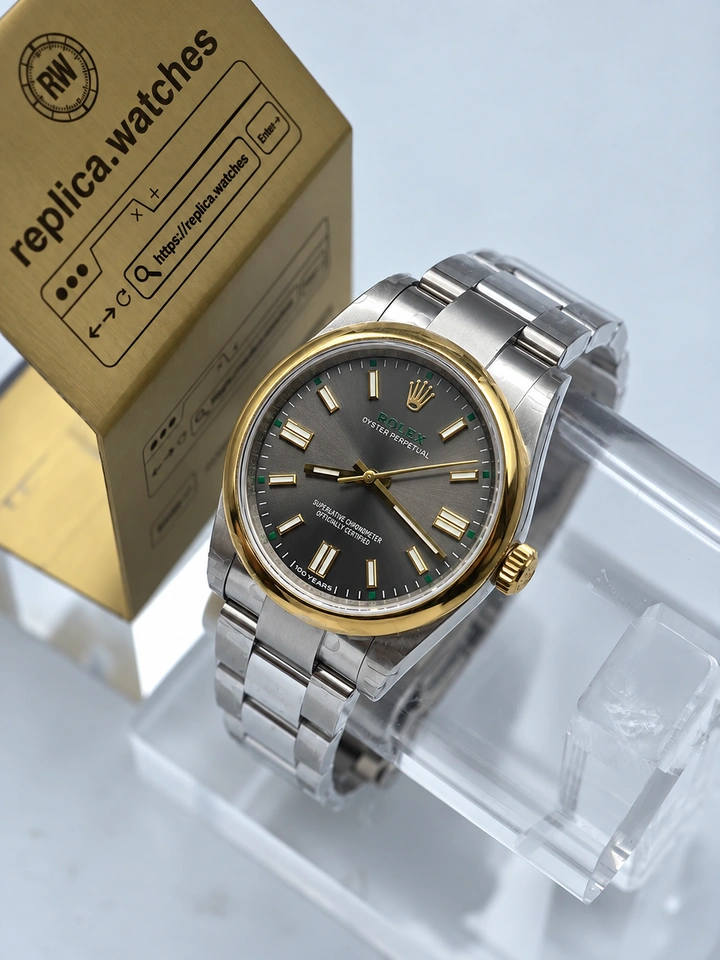 Rolex Oyster Perpetual M126003-0001 36mm Slate Grey 100 Years Dial 904L Steel & 18K Gold Super Clone Watch