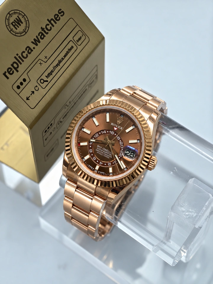 Rolex Sky-Dweller M336935-0006 42mm Chocolate Dial Rose Gold Super Clone Watch 904L Steel Clone Cal.9002