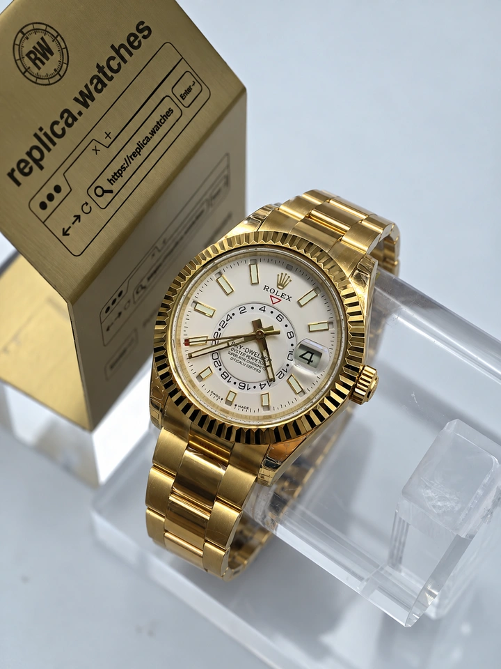 Rolex Sky-Dweller M336938-0003 42mm White Dial 18k Gold Plated 904L Steel Super Clone Watch Clone Cal.9002 Movement