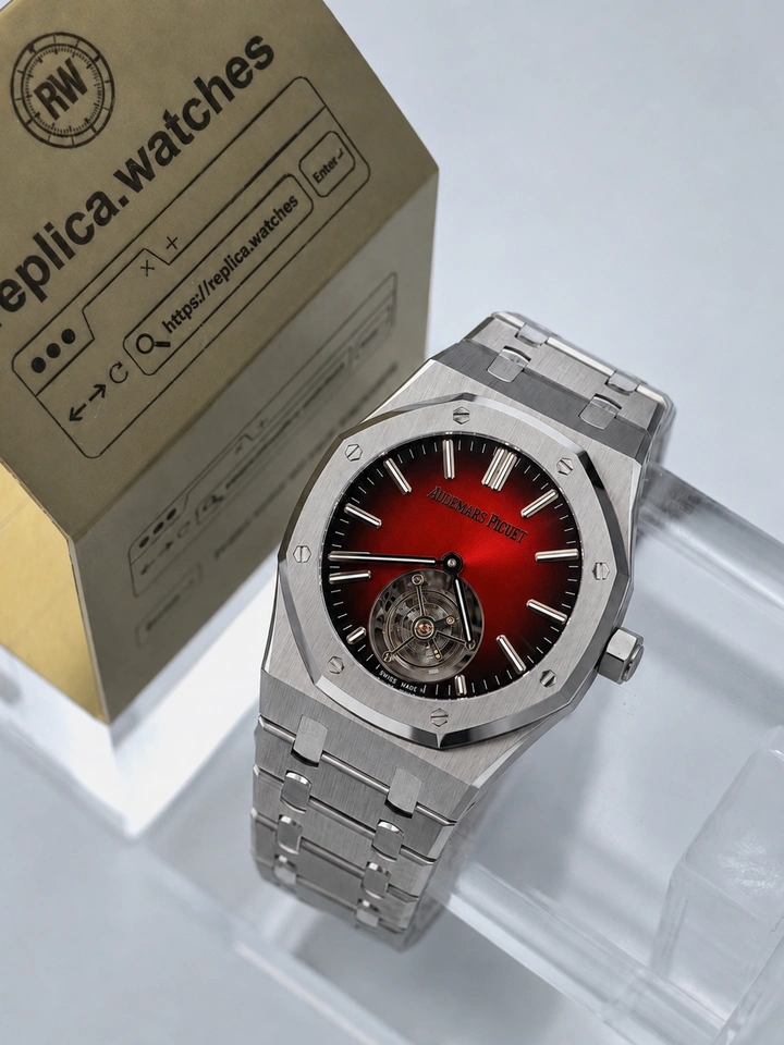 Audemars Piguet Royal Oak Selfwinding Flying Tourbillon 26730ST Burgundy Sunburst Dial 1:1 Clone Watch 41mm