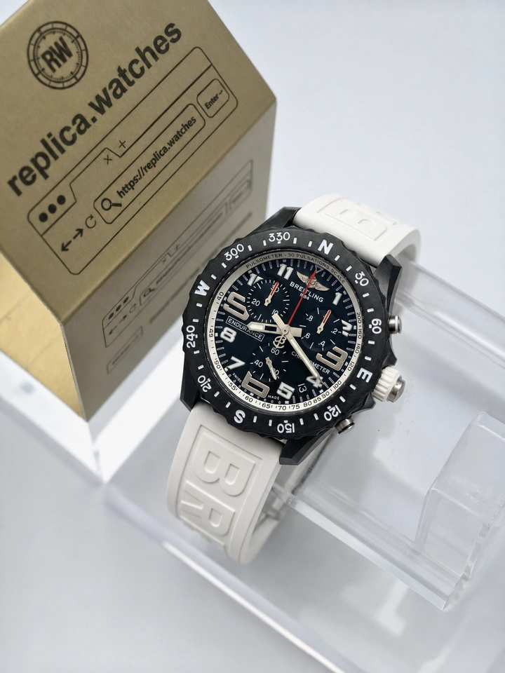 Breitling Endurance Pro X82310A71B1S1 Clone Quartz Watch 44mm Carbon Fiber Case Black Dial White Rubber Strap