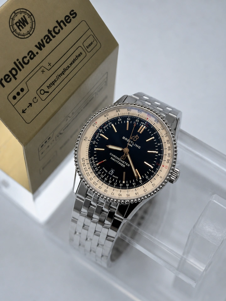 Breitling Navitimer Automatic 41 A17326211B1A1 Super Clone Watch 41mm Black Dial Steel Bracelet