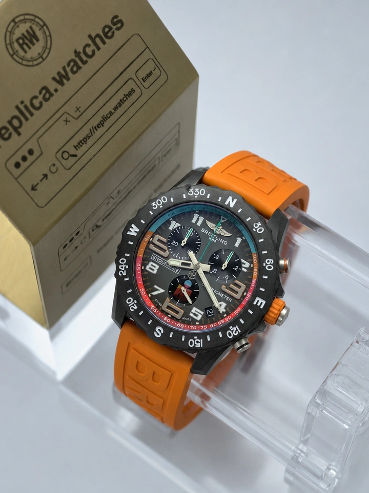 Breitling Endurance Pro X823101A1M1S1 1:1 Clone Watch 44mm Carbon Fiber Case Orange Rubber Strap Cal.82