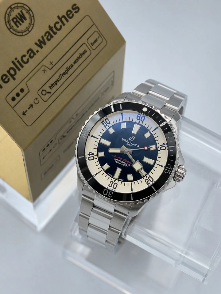 Breitling Superocean Automatic 44 A17376211B1A1 1:1 Clone Watch Black Dial Ceramic Bezel Stainless Steel Diving Watch