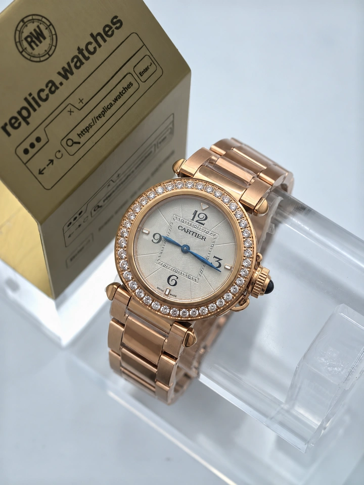Cartier Pasha de Cartier WJPA0013 35mm Rose Gold Diamond Bezel Super Clone Automatic Watch