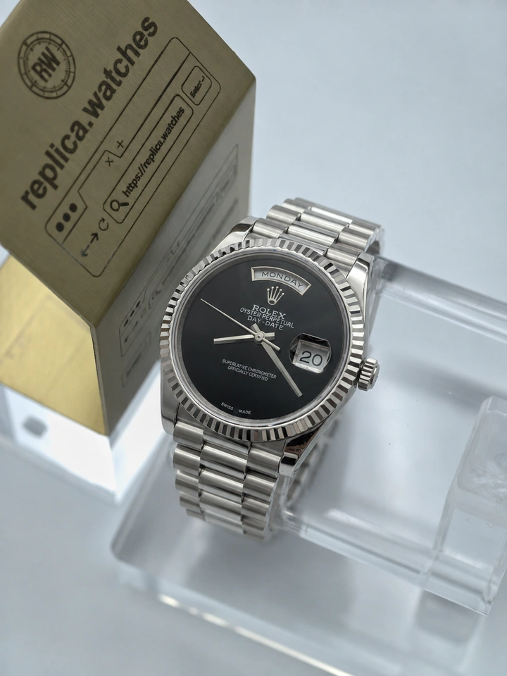 Rolex Day-Date 36 18039 Black Onyx Dial 1:1 Clone Watch 36mm Super Clone Automatic President Bracelet