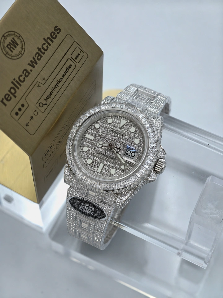 Rolex GMT-Master II 116769TBR Iced Out Wave Dial Super Clone 904L Steel Clone Cal.3285 Movement